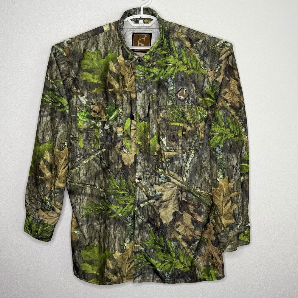 Ol’ Tom Technical Turkey Gear Button Up Shirt Mossy Oak Camo Men’s XL Hunting